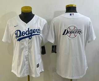 Womens Los Angeles Dodgers Big Logo White MLB Cool Base Nike Jerseys->mlb womens jerseys->MLB Jersey